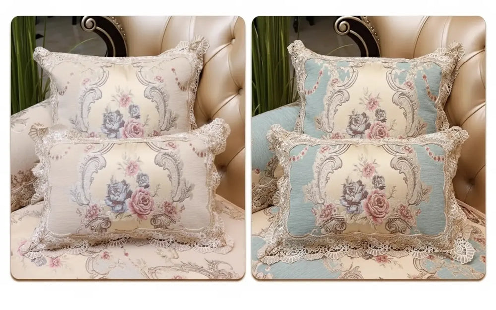 Romantische Spitzenkissenhülle aus Polyester, floral, beige 50x50cm