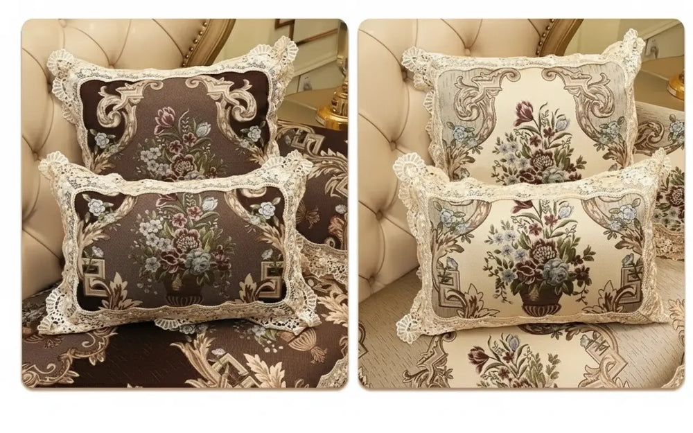 Romantische 50x50cm Spitzenkissenhülle aus Polyester, florales Muster, koreanischer Stil, Farbe: Beige oder Blau, geeignet für Wohnzimmer