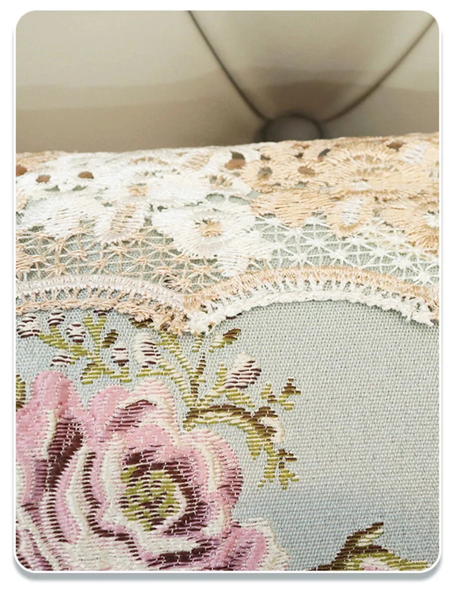 Romantische Kissenhülle aus 100% Polyester, florales Strickmuster, beige, 50x50cm