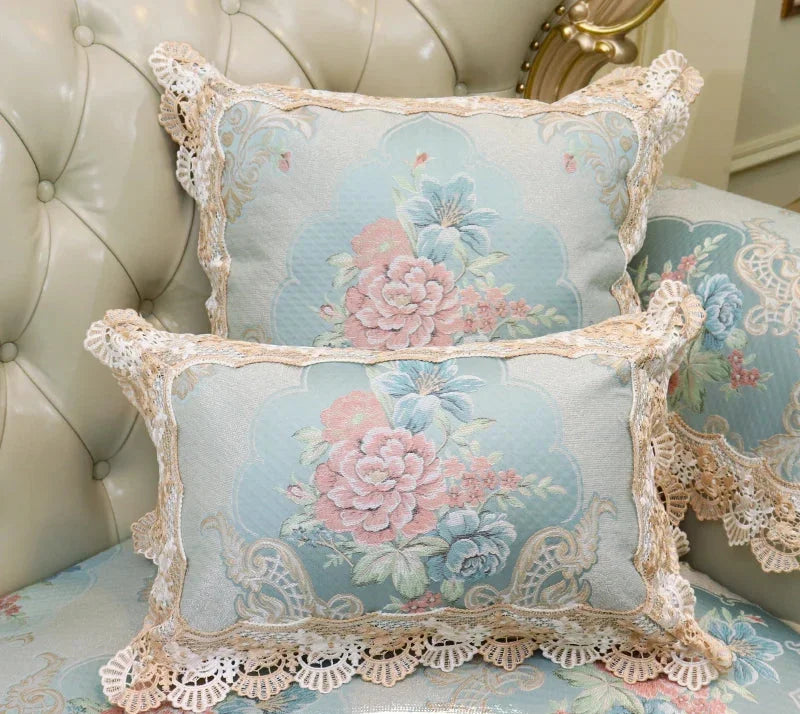 Kissenbezug im floralen Design aus Polyester in beige, Grösse 50x50 cm