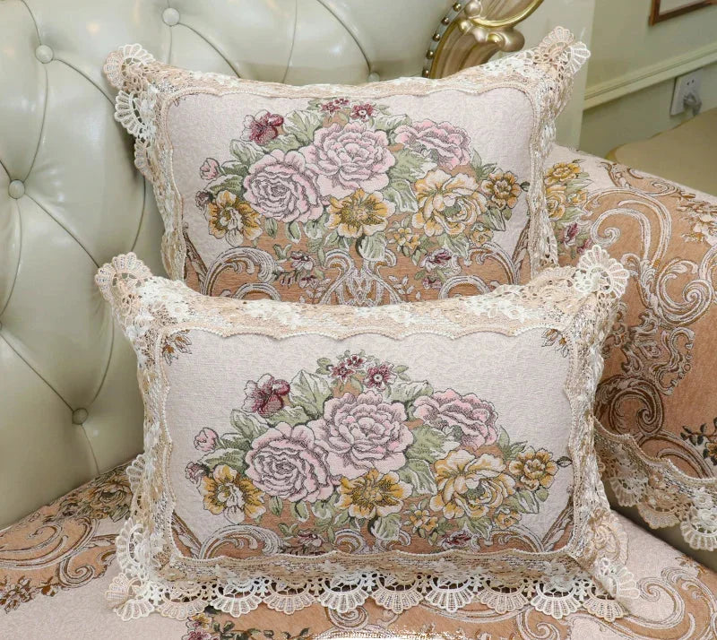 florale koreanisch inspirierte Kissenhülle 50x50cm mit Spitzendesign