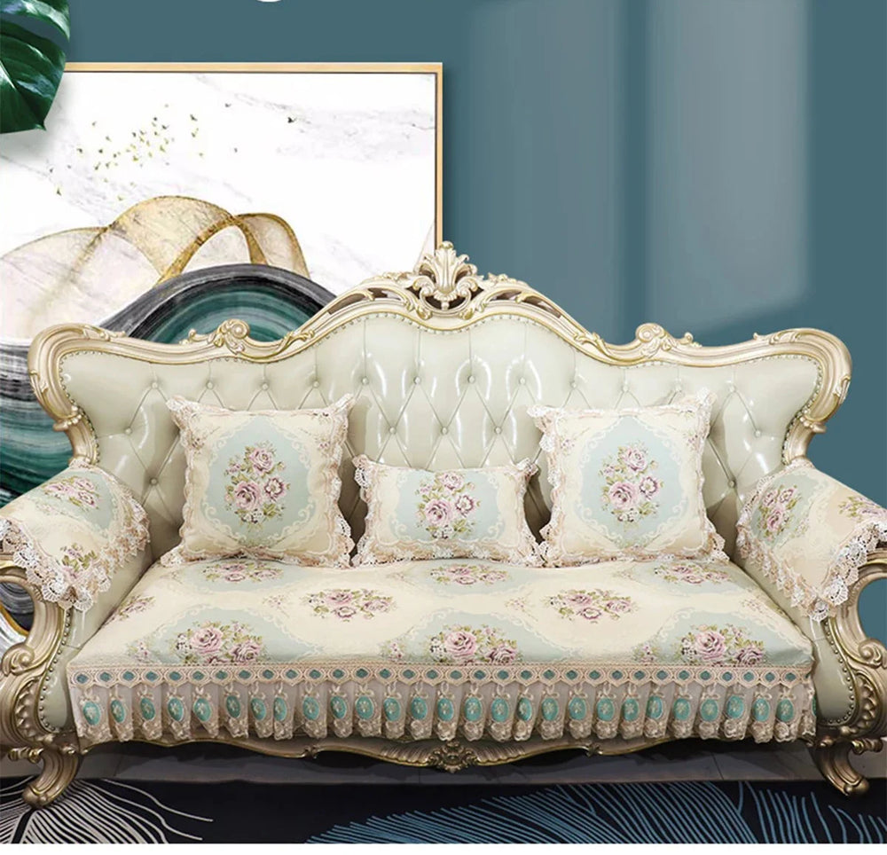 Floraler Spitzenkissenbezug in beige, 50x50 cm, koreanischer Stil