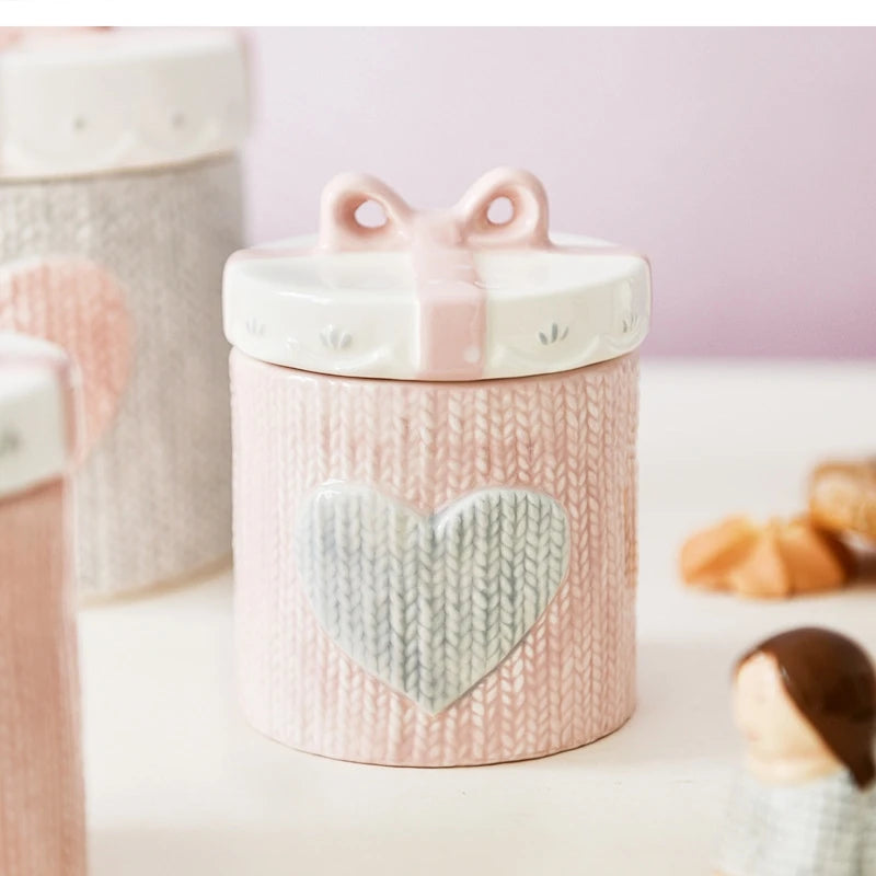 Rosa Herz Keramikdosen – Modernes Design für Hochzeitsgeschenk