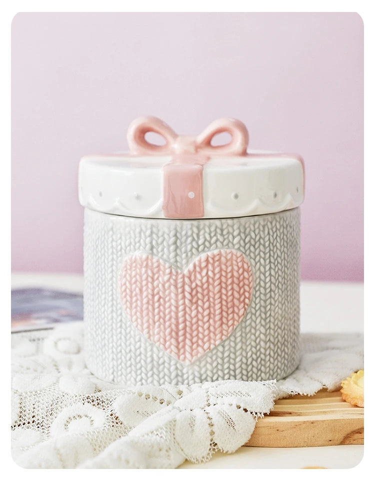Rosa Herz Keramikdosen – Modernes Design für Hochzeitsgeschenk