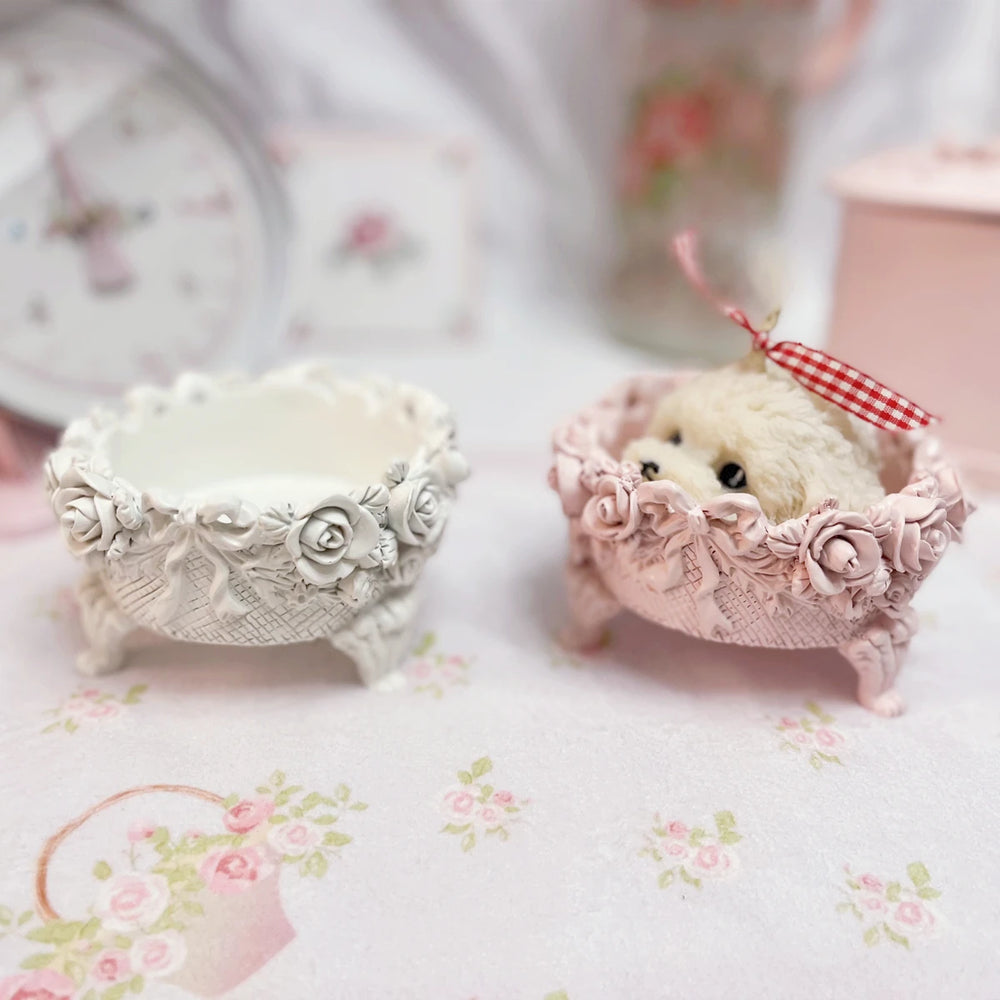 Rosa Kerzenhalter mit Schleife – Modernes Design – Wohnbereich