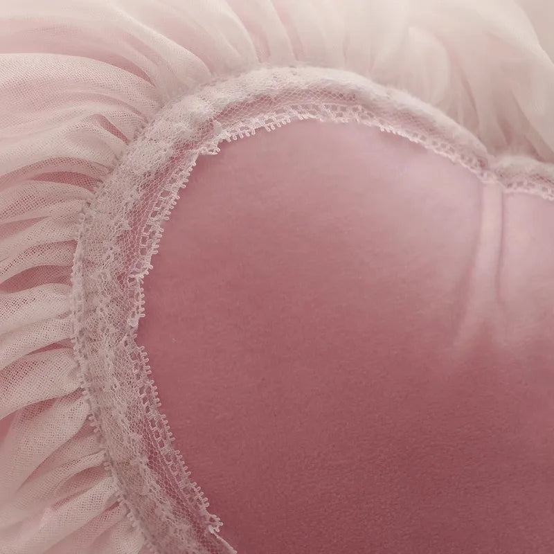 Rosa Liebeskissen – Samt & Baumwolle – 45cm