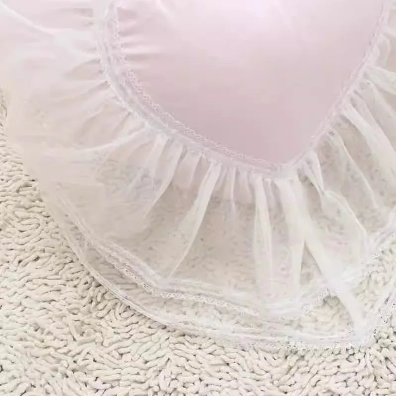 Rosa Liebeskissen – Samt & Baumwolle – 45cm