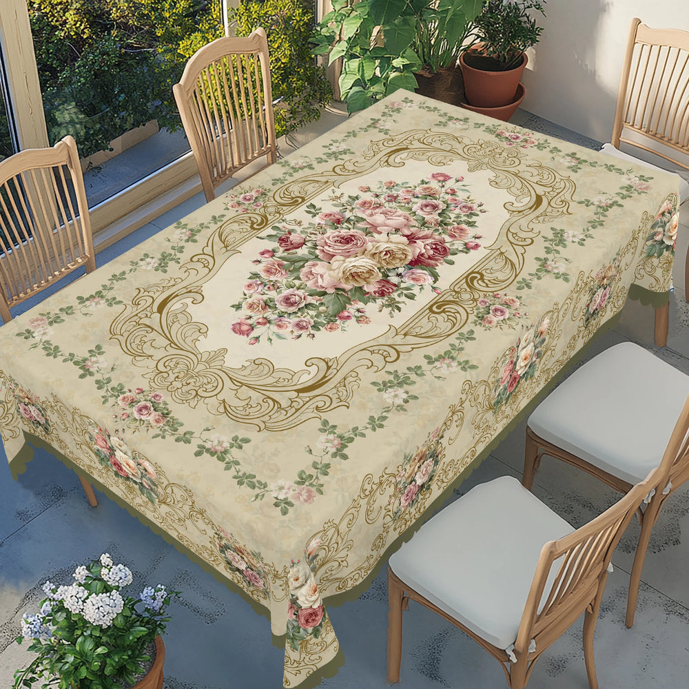 Retro pink florale Tischdecke Wasser- und Ölbeständig 152x260 cm