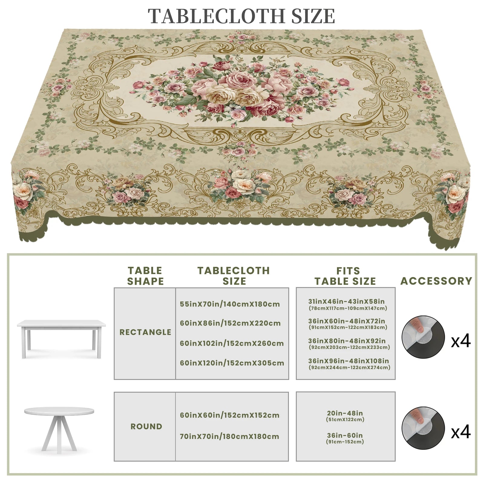 Retro Pink Blumenmuster Tischdecke, Wasserfest, Farbe: H203, Grösse: Rund 152 cm