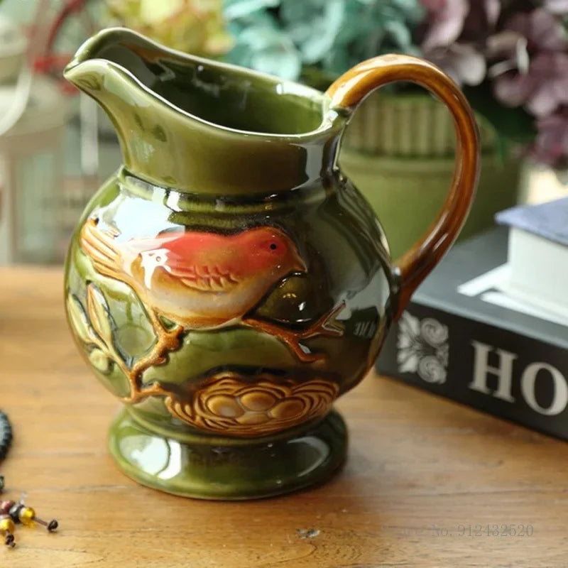 Rosen-Vase in Vogel-Form – Keramik Pastoral – M