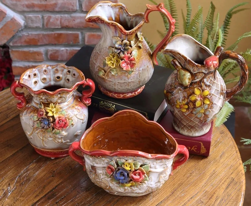 Rosen-Vase in Vogel-Form – Keramik Pastoral – M