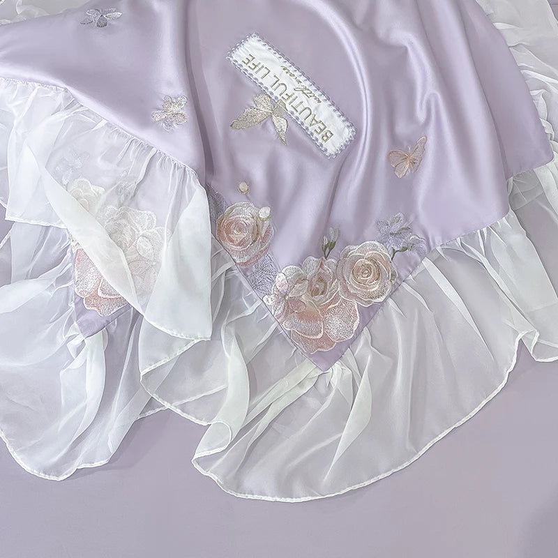 Rosenschmuck Bettwäsche – Stickerei Lyocell – King/Queen Set