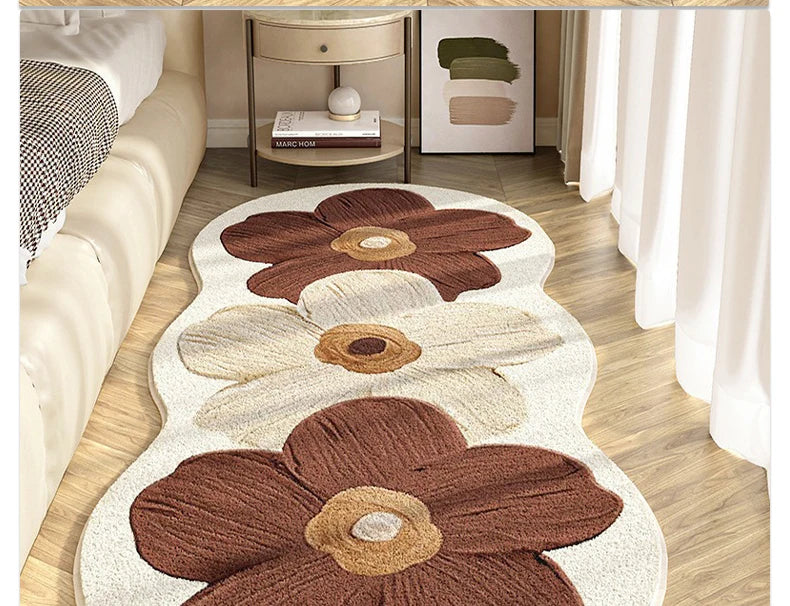 Rosenteppich aus Polyester in Pink, rechteckig, Grösse: 70x160cm, ideal für Schlafzimmer-Dekoration