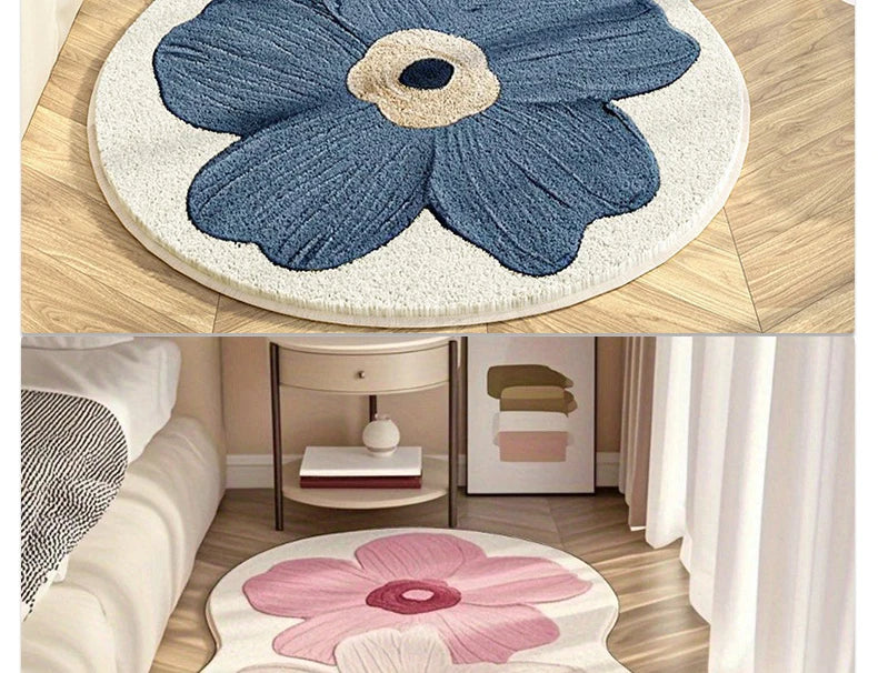 rechteckiger pinker Rosenteppich aus Polyester im japanischen Stil 90x210cm