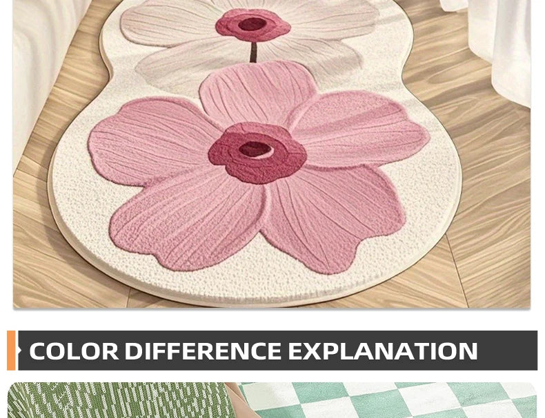 Rechteckiger pinker Rosenteppich aus Polyester, Stil: japanisch, Farbe: AD3491-YD, Grösse: 90x210 cm, geeignet für Schlafzimmer