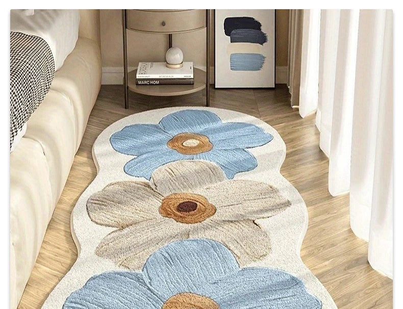 Rechteckiger, pinkfarbener Rosenteppich aus weichem Polyester im japanischen Stil, Grösse: 90x210 cm