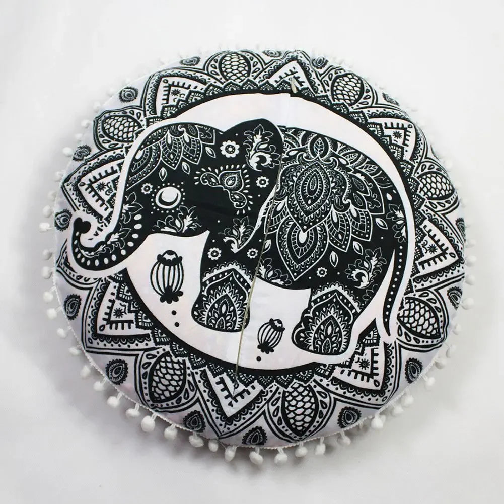 Runde Leinen-Kissenhülle – Mediterraner Stil – 43x43cm