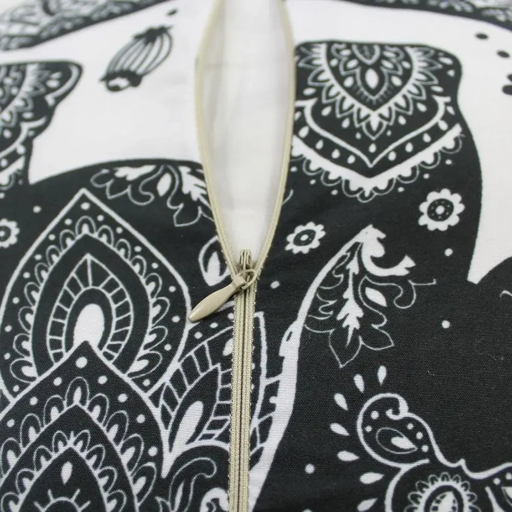 Runde Leinen-Kissenhülle – Mediterraner Stil – 43x43cm