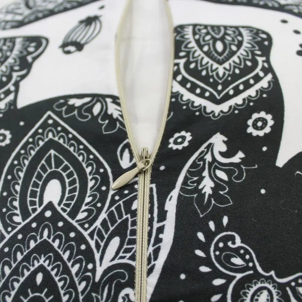 Runde Leinen-Kissenhülle – Mediterraner Stil – 43x43cm