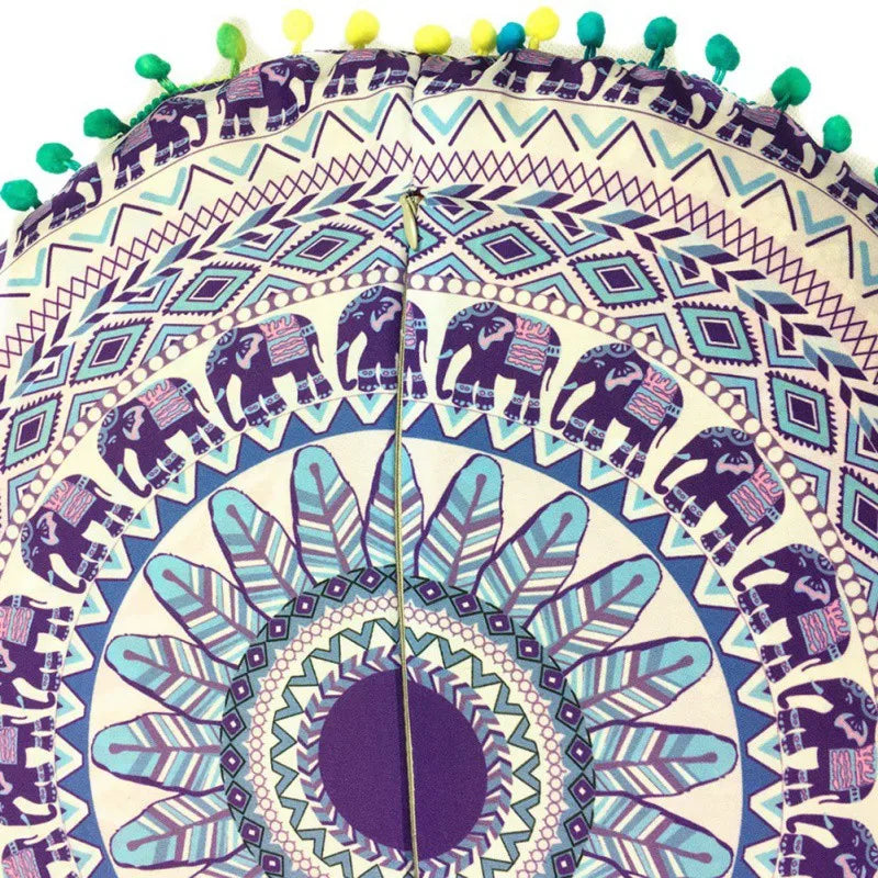 Runde Mandala Kissenhülle – Boho Polyester Deko 43x43cm