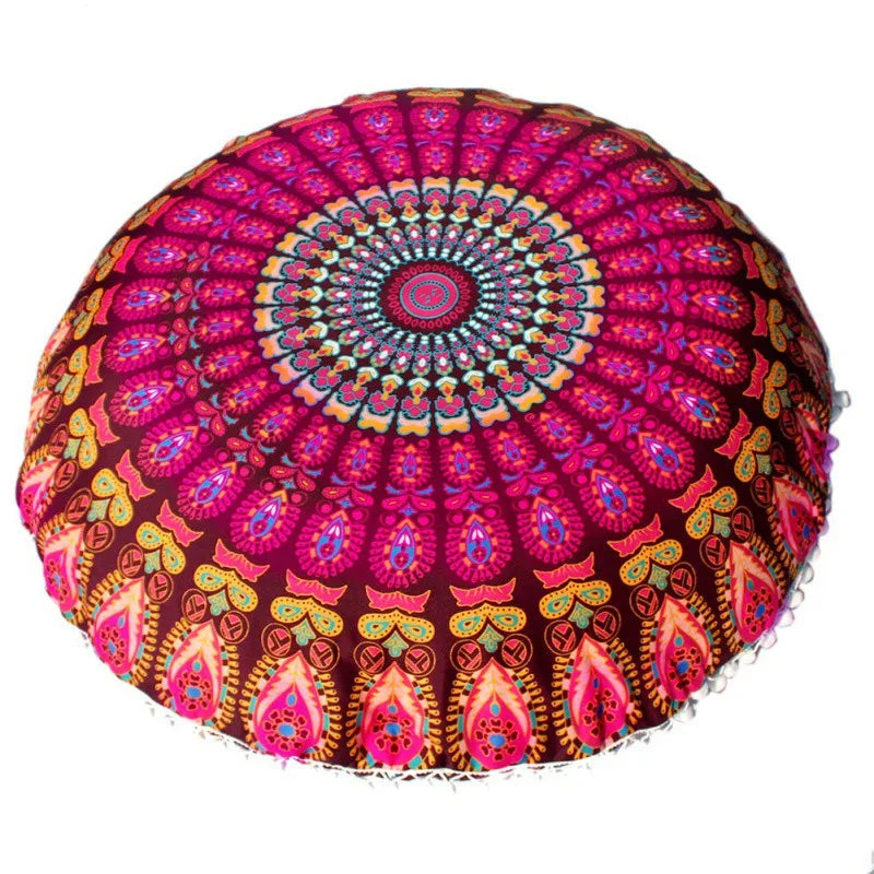 Runde Mandala Kissenhülle – Boho Polyester Deko 43x43cm