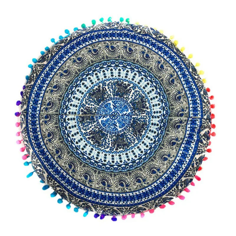 Runde Mandala Kissenhülle – Boho Polyester Deko 43x43cm