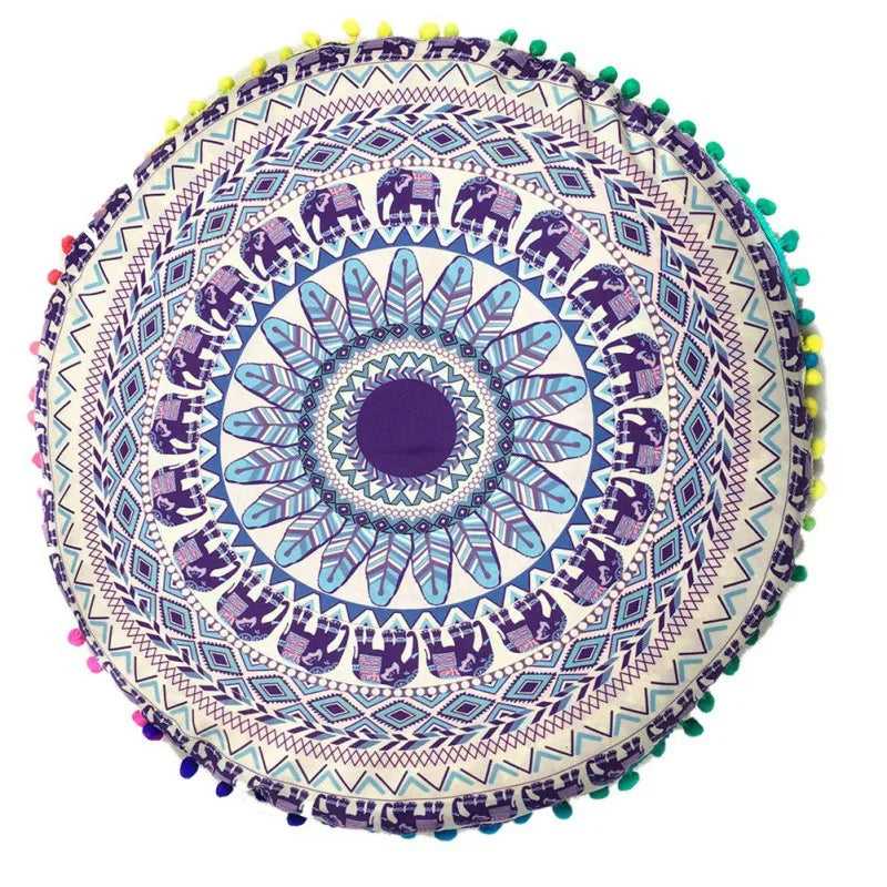 Runde Mandala Kissenhülle – Boho Polyester Deko 43x43cm