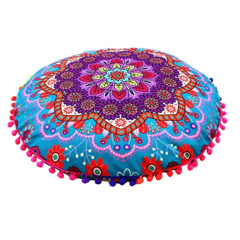 Runde Mandala Kissenhülle – Boho Polyester Deko 43x43cm