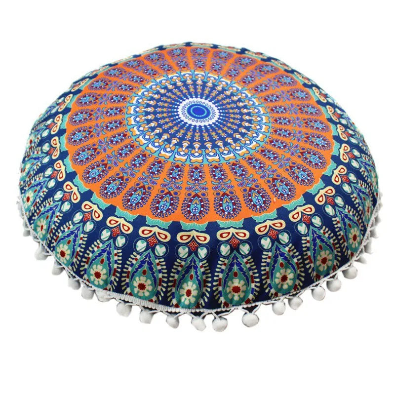 Runde Mandala Kissenhülle – Boho Polyester Deko 43x43cm