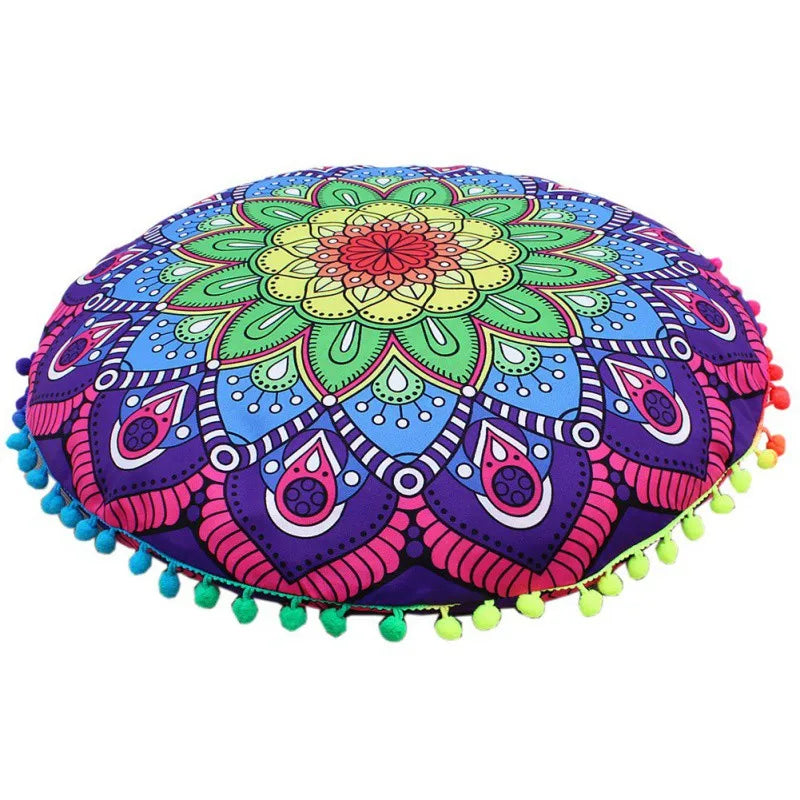 Runde Mandala Kissenhülle – Boho Polyester Deko 43x43cm