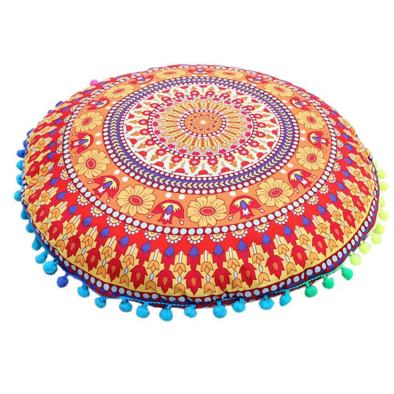 Runde Mandala Kissenhülle – Boho Polyester Deko 43x43cm