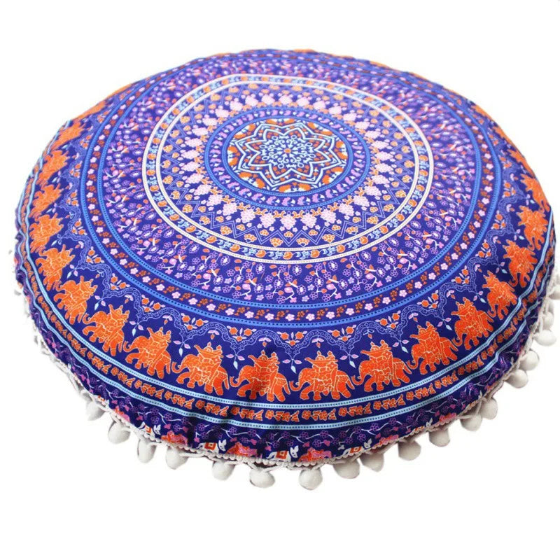 Runde Mandala Kissenhülle – Boho Polyester Deko 43x43cm