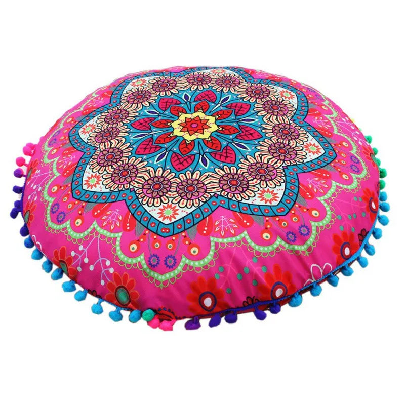 Runde Mandala Kissenhülle – Boho Polyester Deko 43x43cm