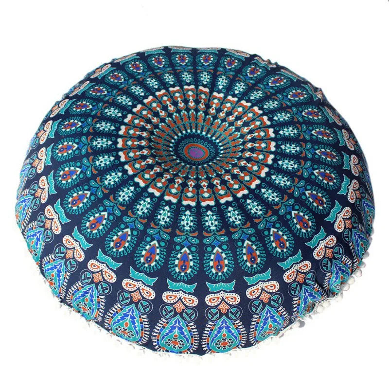 Runde Mandala Kissenhülle – Boho Polyester Deko 43x43cm
