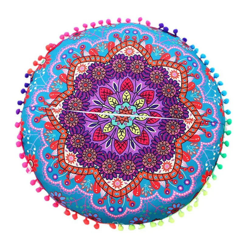 Runde Mandala Kissenhülle – Boho Polyester Deko 43x43cm