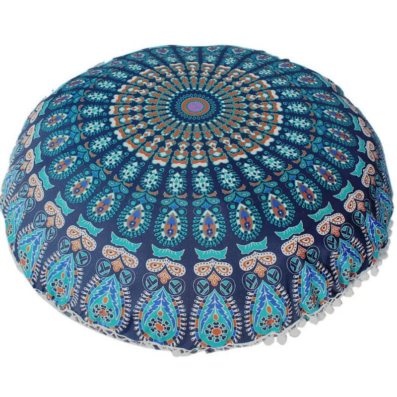 Runde Mandala Kissenhülle – Boho Polyester Deko 43x43cm
