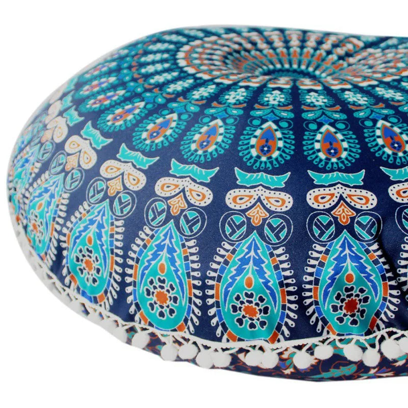 Runde Mandala Kissenhülle – Boho Polyester Deko 43x43cm