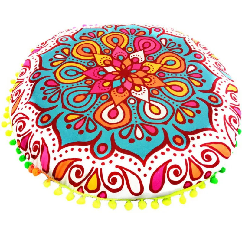 Runde Mandala Kissenhülle – Boho Polyester Deko 43x43cm