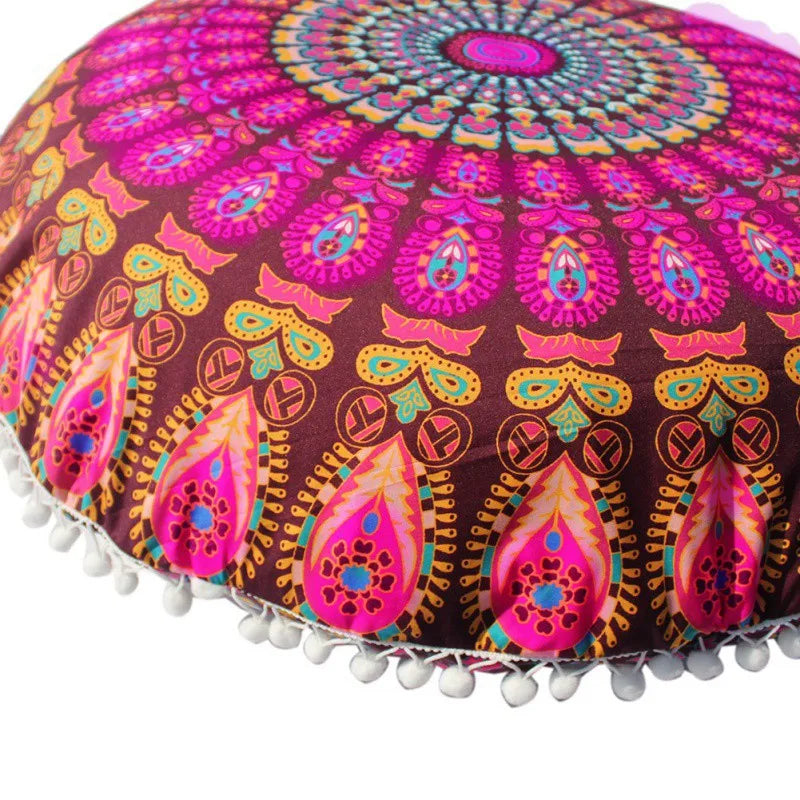 Runde Mandala Kissenhülle – Boho Polyester Deko 43x43cm