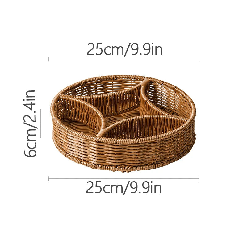 Runder Rattan Korb – Rustikales Design mit Holzgriff