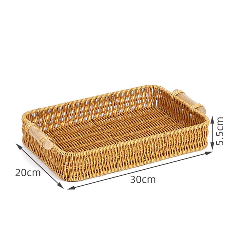 Runder Rattan Korb – Rustikales Design mit Holzgriff