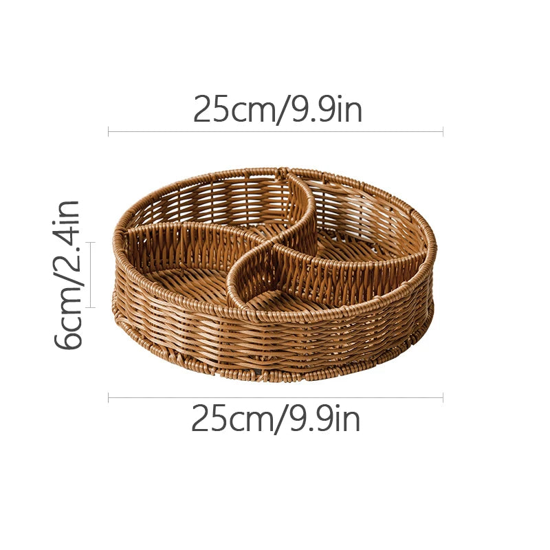 Runder Rattan Korb – Rustikales Design mit Holzgriff