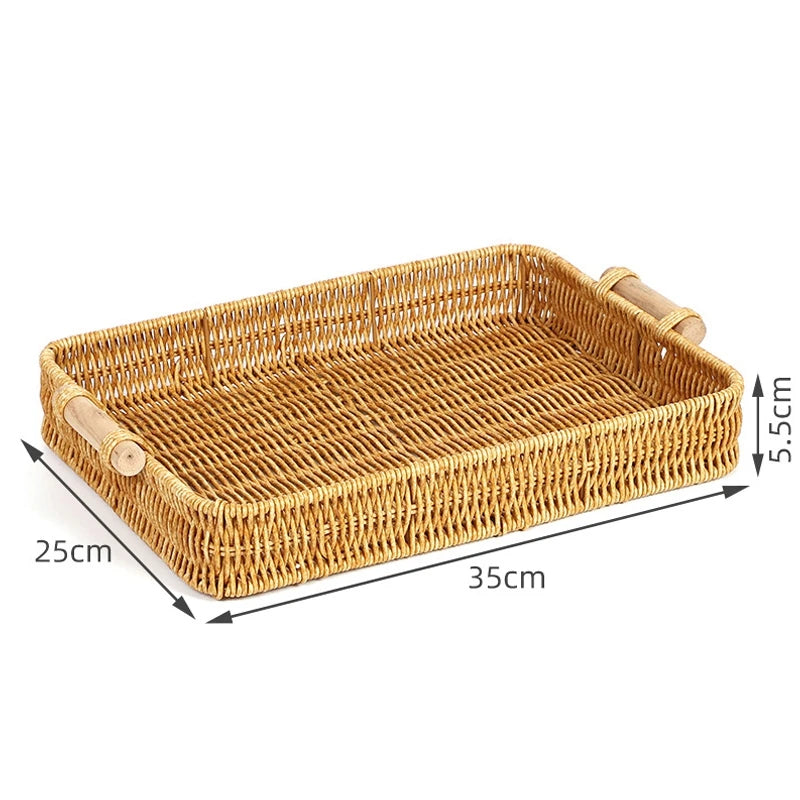 Runder Rattan Korb – Rustikales Design mit Holzgriff
