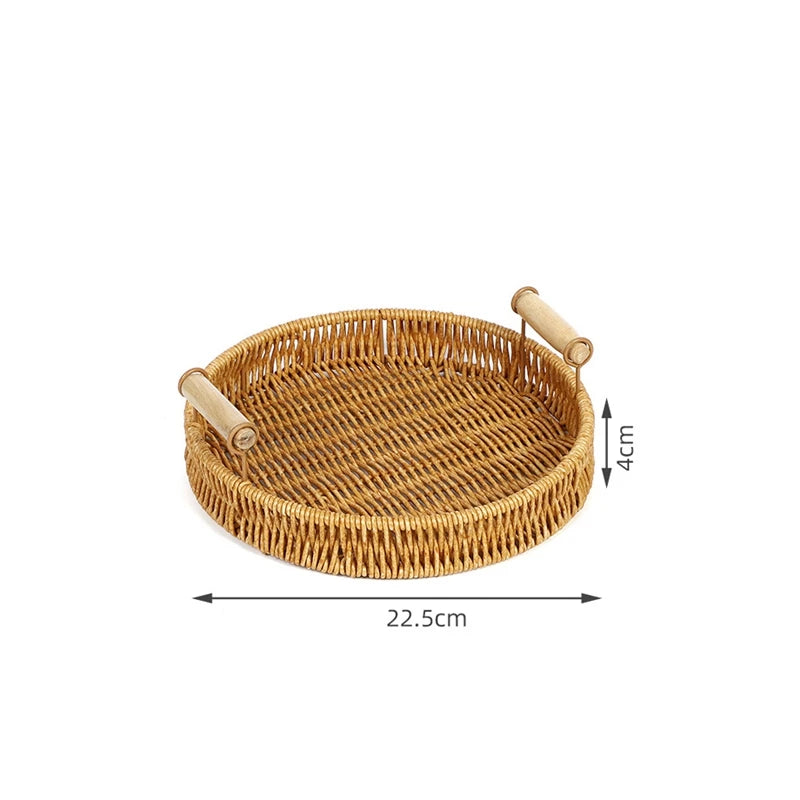 Runder Rattan Korb – Rustikales Design mit Holzgriff