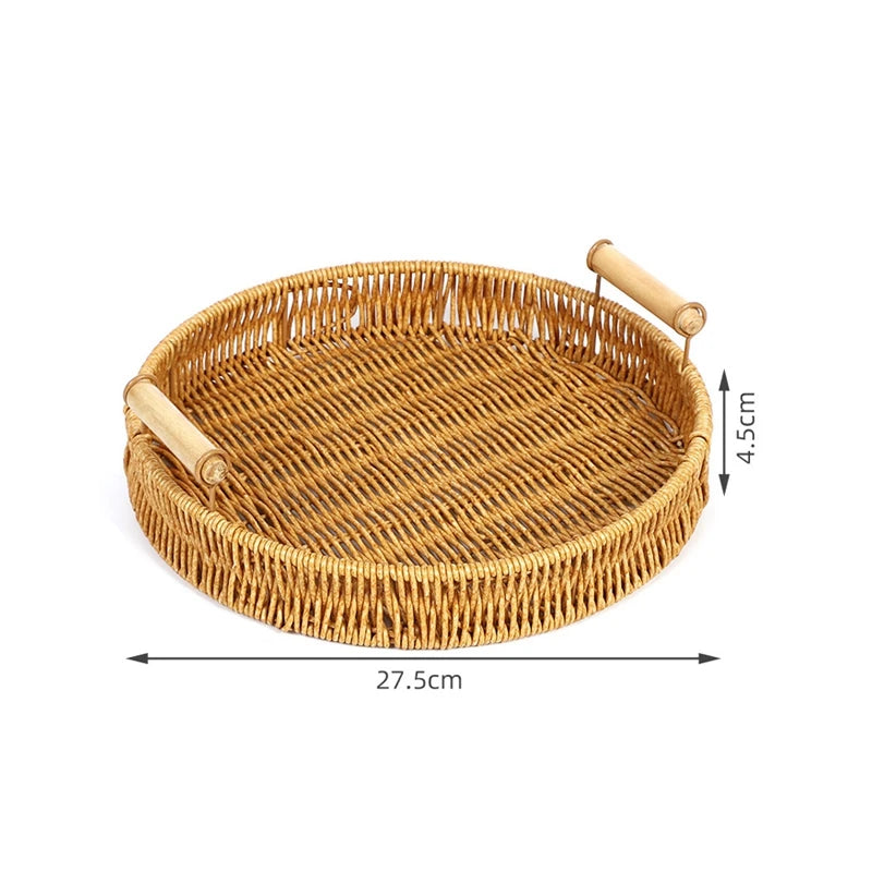 Runder Rattan Korb – Rustikales Design mit Holzgriff