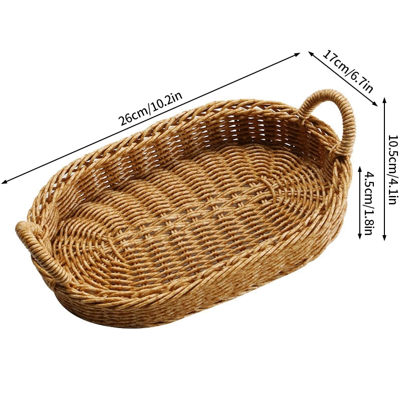 Runder Rattan Korb – Rustikales Design mit Holzgriff