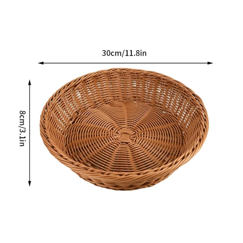 Runder Rattan Korb – Rustikales Design mit Holzgriff