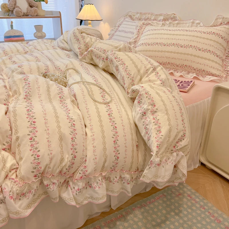 Rüschen Bettwäsche in Koreanisch Stil, Baumwolle, Farbe: Stil 10, Grösse: 200x230 cm