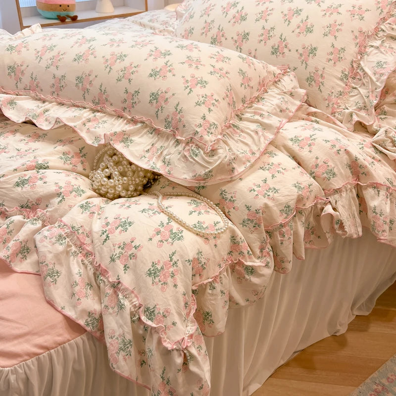 Rüschen Bettwäsche-Set aus Baumwolle in Farbe Stil 17, Grösse 150x200 cm