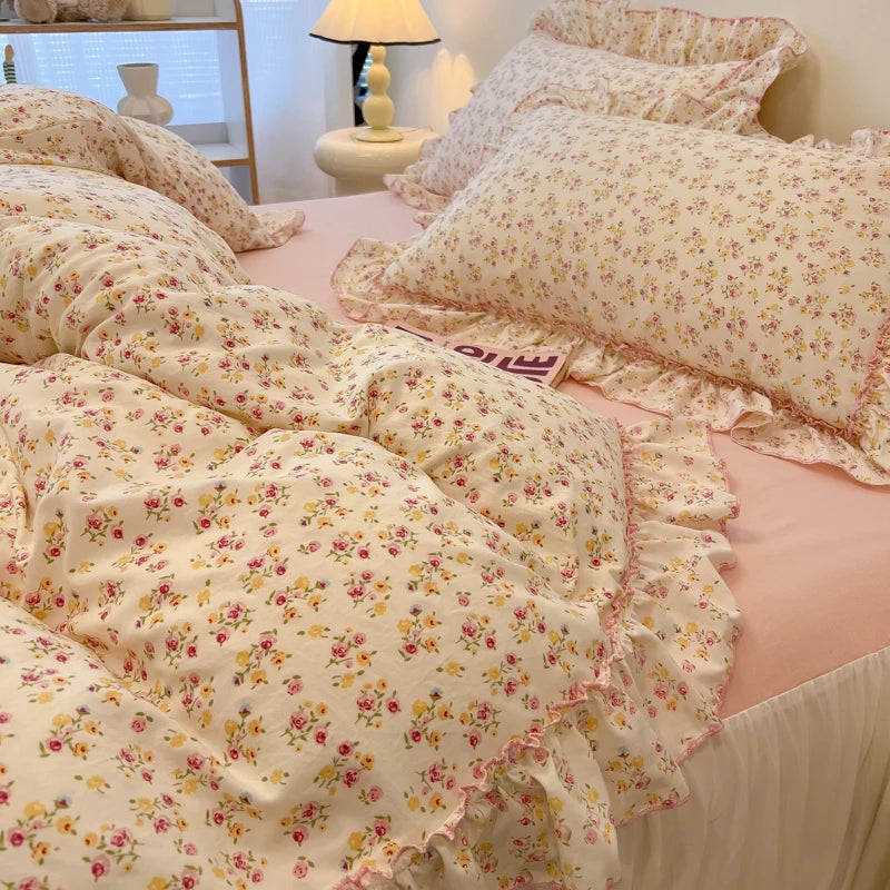 Rüschen Bettwäsche-Set aus Baumwolle, koreanischer Stil, Farbe: Stil 17, Grösse: 150x200 cm 2Stk